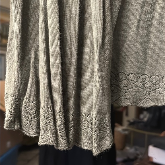 Olive Green Knit 3/4 Sleeve Cardigan - Picture 3 of 4